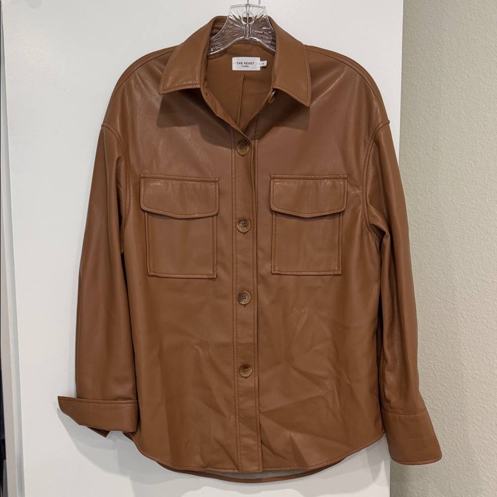 The Reset Camel Faux Leather Top